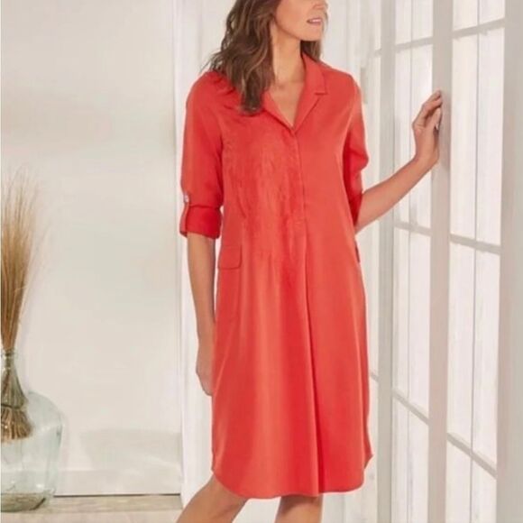 Soft Surroundings Weekender Embroidered Shirt Dress - Picture 1 of 10